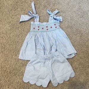 Cecil and Lou 3T Seersucker Smocked Strawberry Set - NEW W/O TAGS